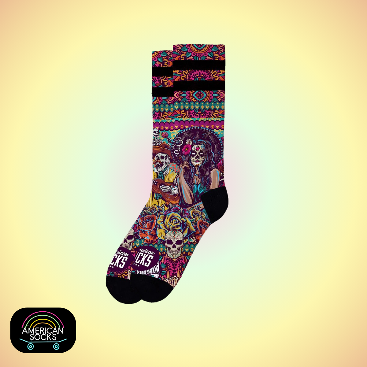 Américan Socks Chaussettes "Día de los muertos" - Mid High