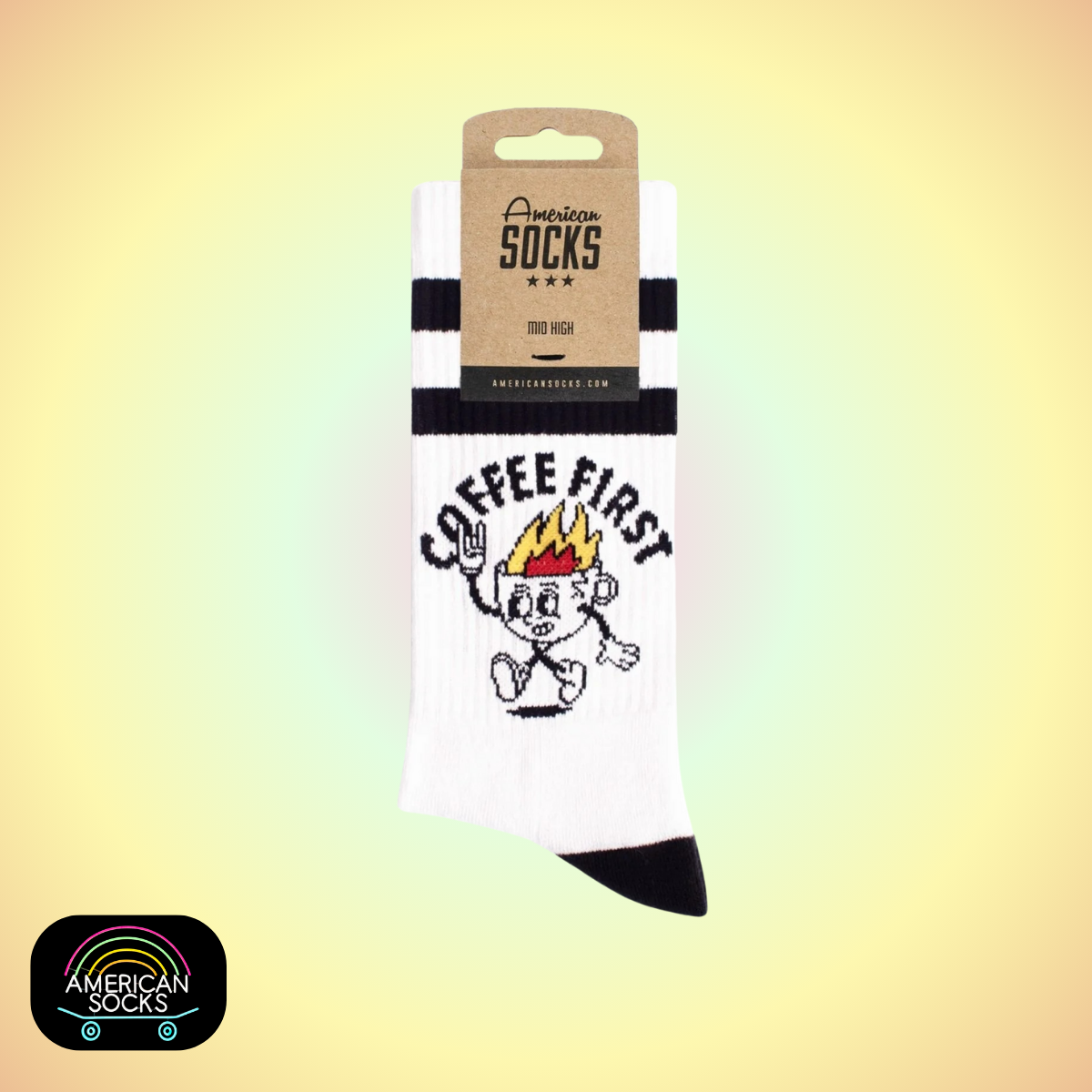 Américan Socks Chaussettes "Coffee First" - Mid High - Taille Unique