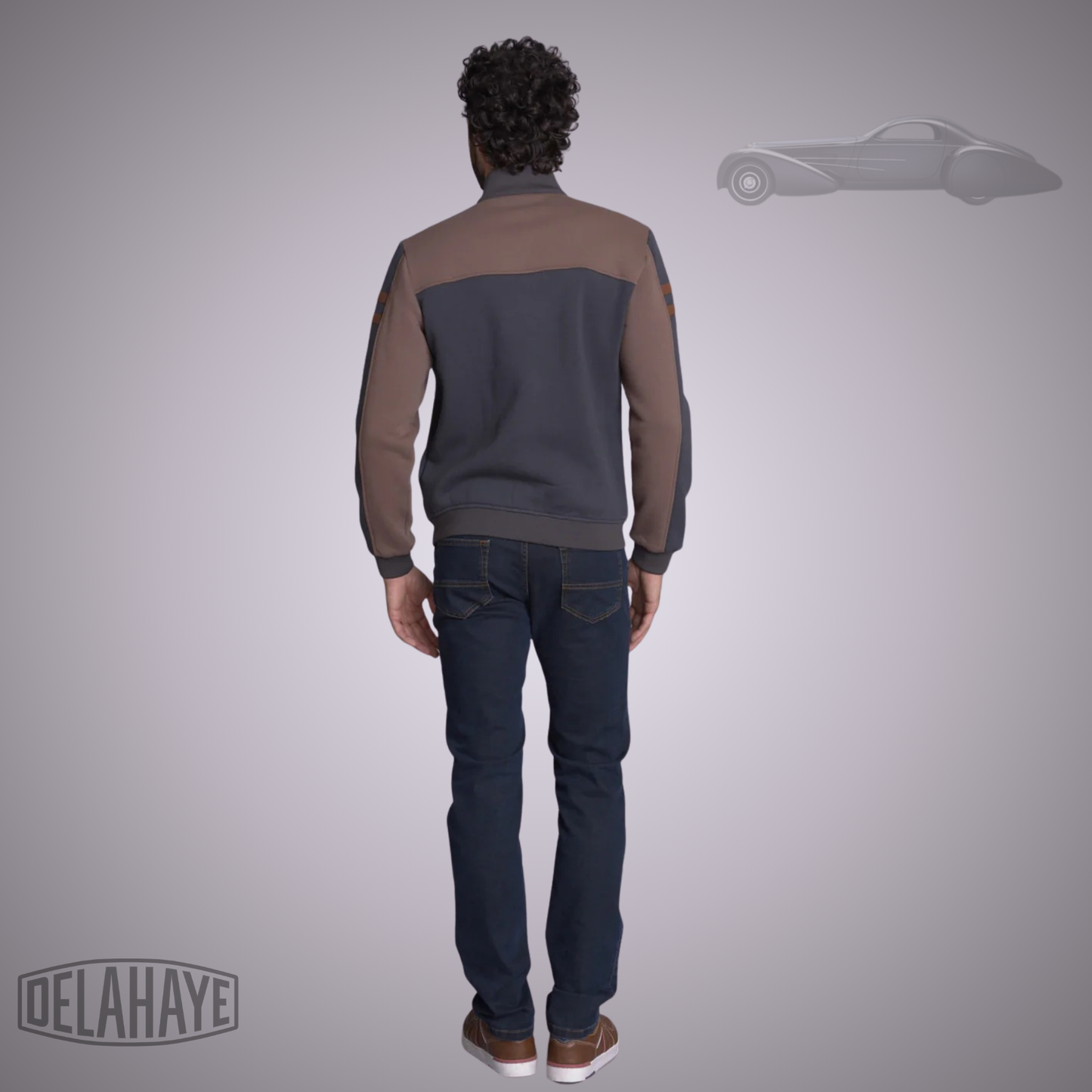 Delahaye Sweat Zippé "Gréolières"- Marine/Marron