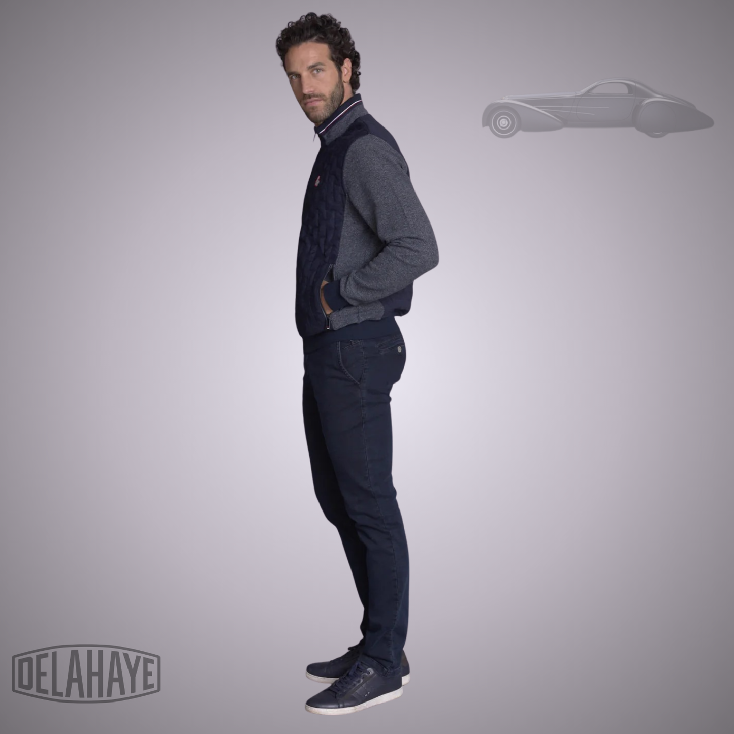 Delahaye Gilet Matelassé "Goulier" - Marine/Brun