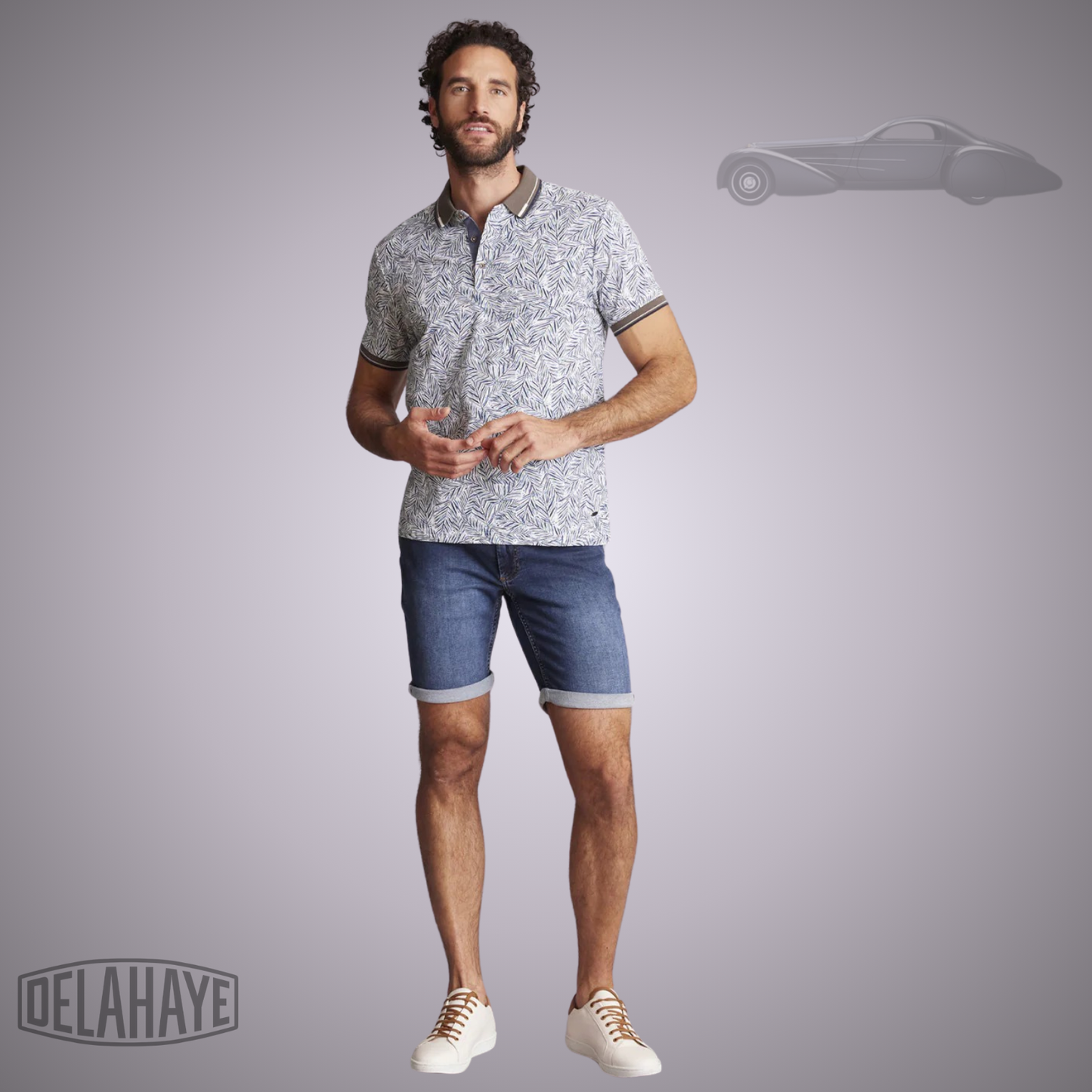 Delahaye Polo "Lemarine" - Marine/Blanc/Sauge - Pau Motors Shop