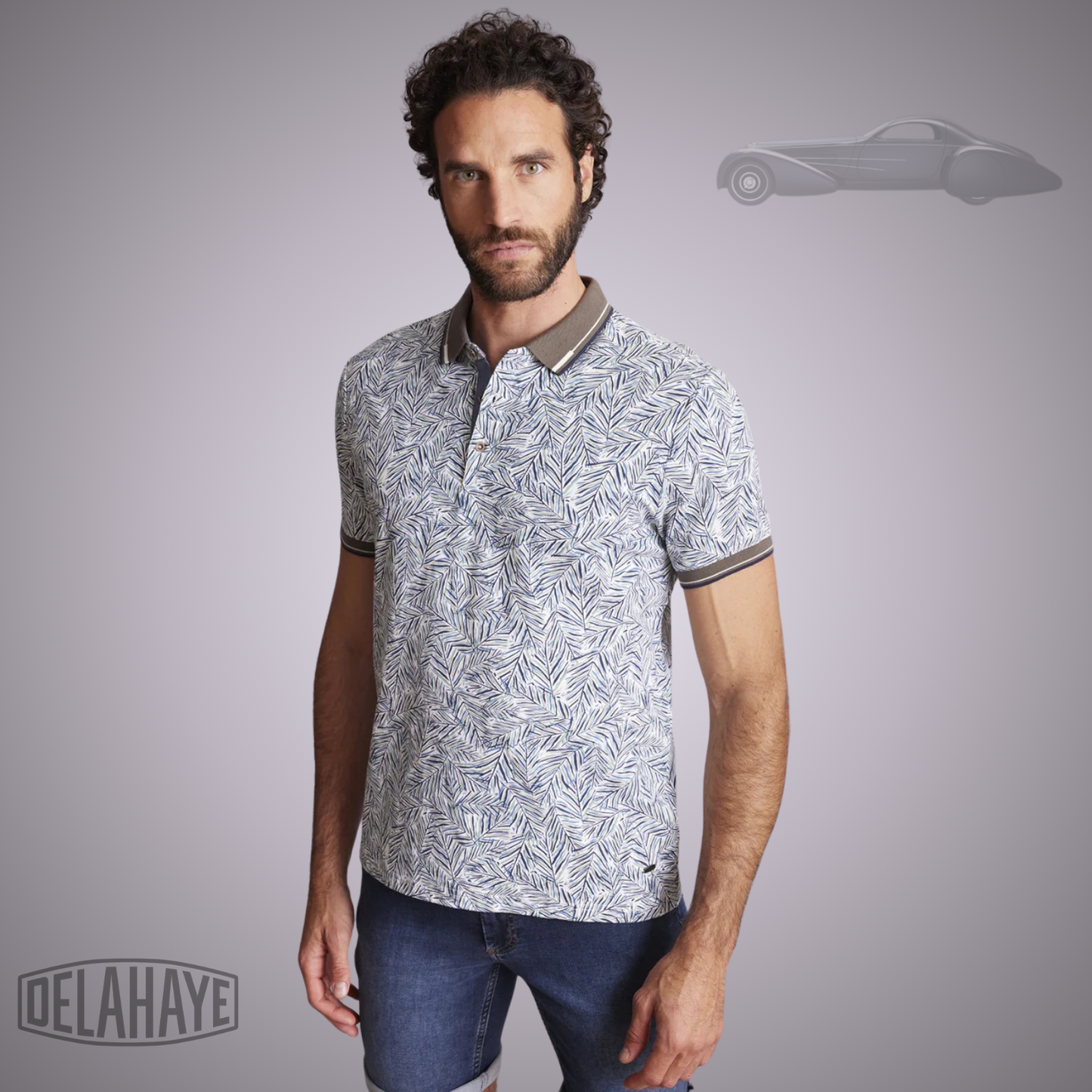 Delahaye Polo "Lemarine" - Marine/Blanc/Sauge - Pau Motors Shop