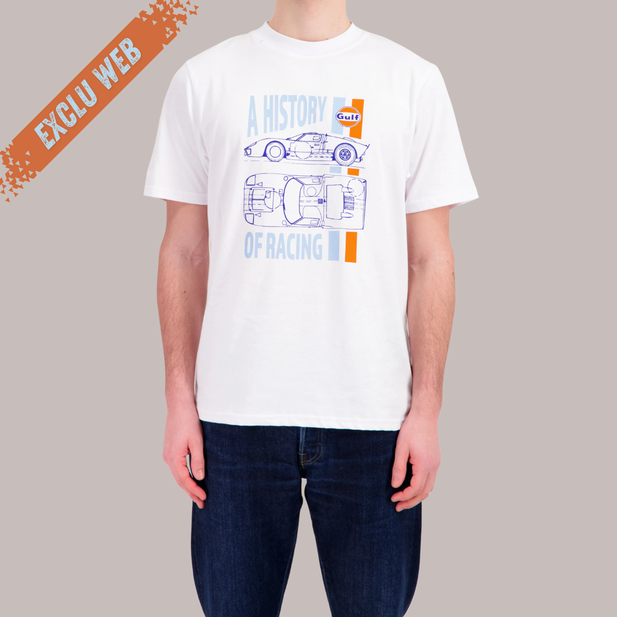 GULF Tee Shirt Racing History - Blanc