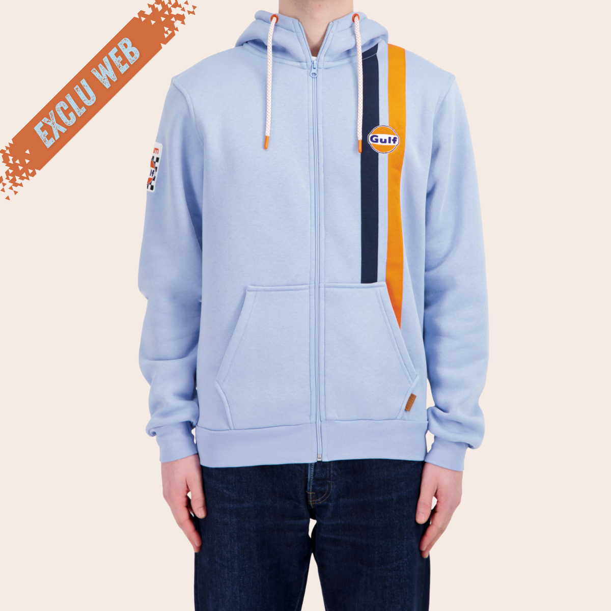 Gulf Hoodie Full Zip TIMELESS HISTORY - Light Blue
