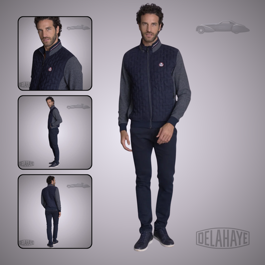 Delahaye Gilet Matelassé "Goulier" - Marine/Brun