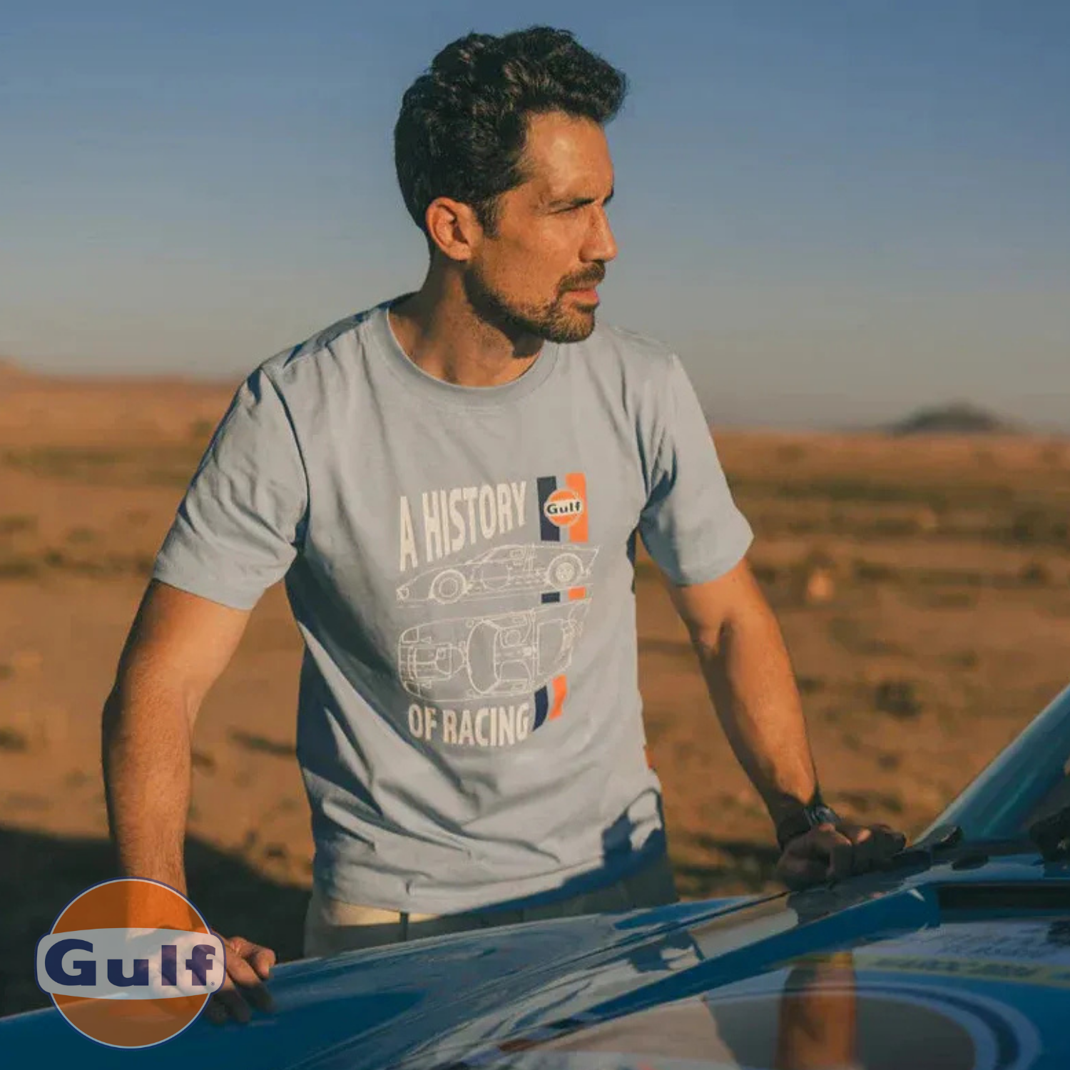 Gulf Tee Shirt "Racing History" - Light Blue