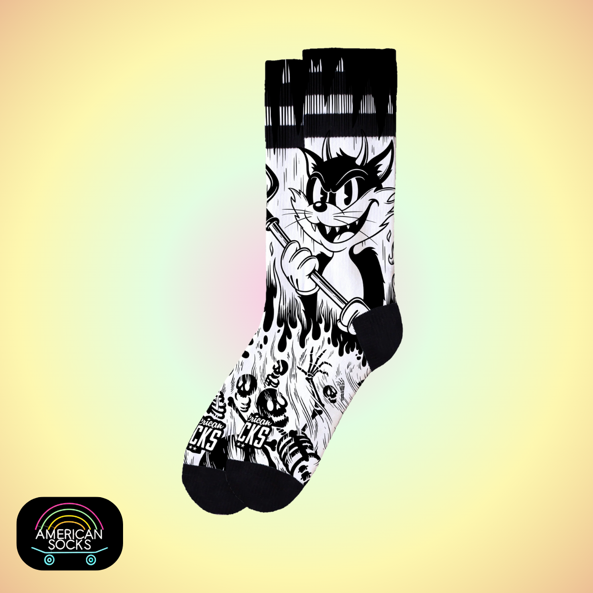 Américan Socks Chaussettes "Evil Cat" – Mid High
