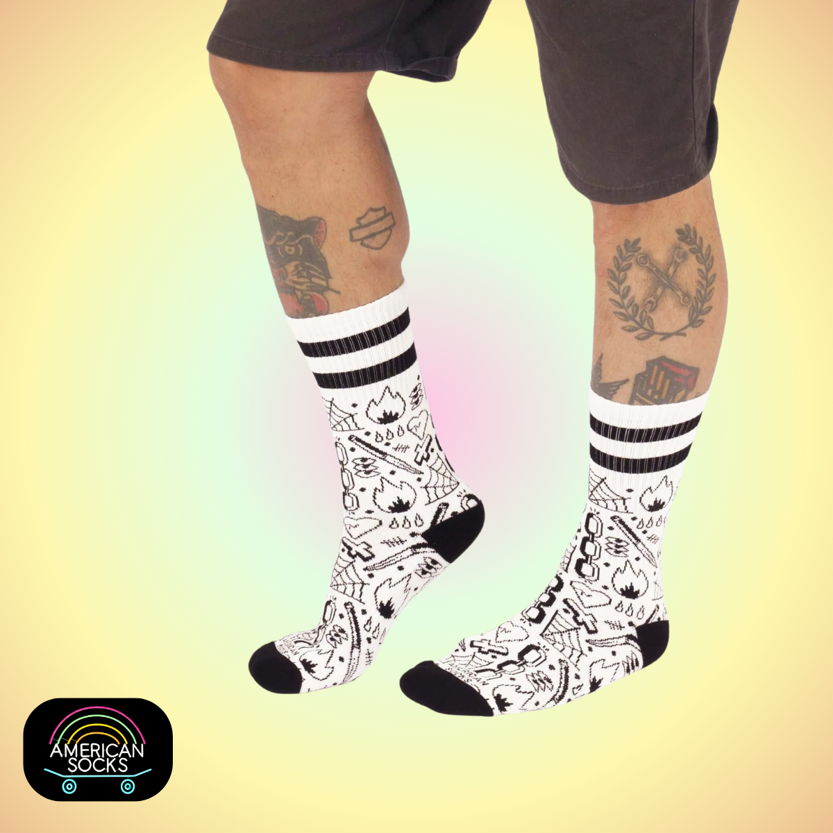 Américan Socks Chaussettes "Broken Chain" - Mid High - Taille Unique