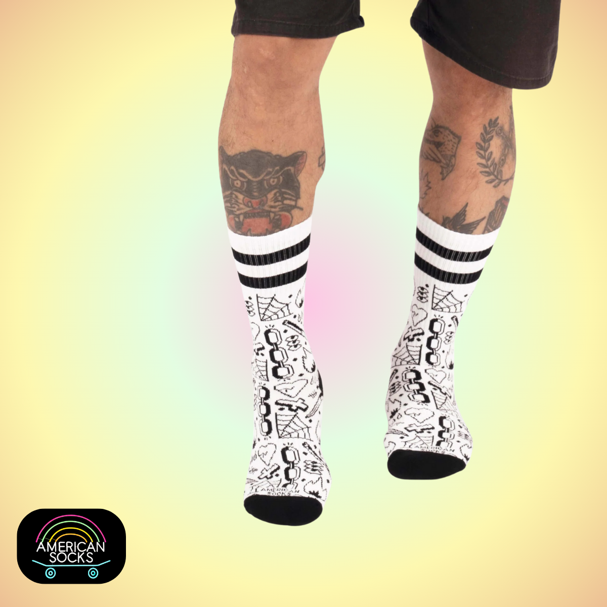 Américan Socks Chaussettes "Broken Chain" - Mid High - Taille Unique