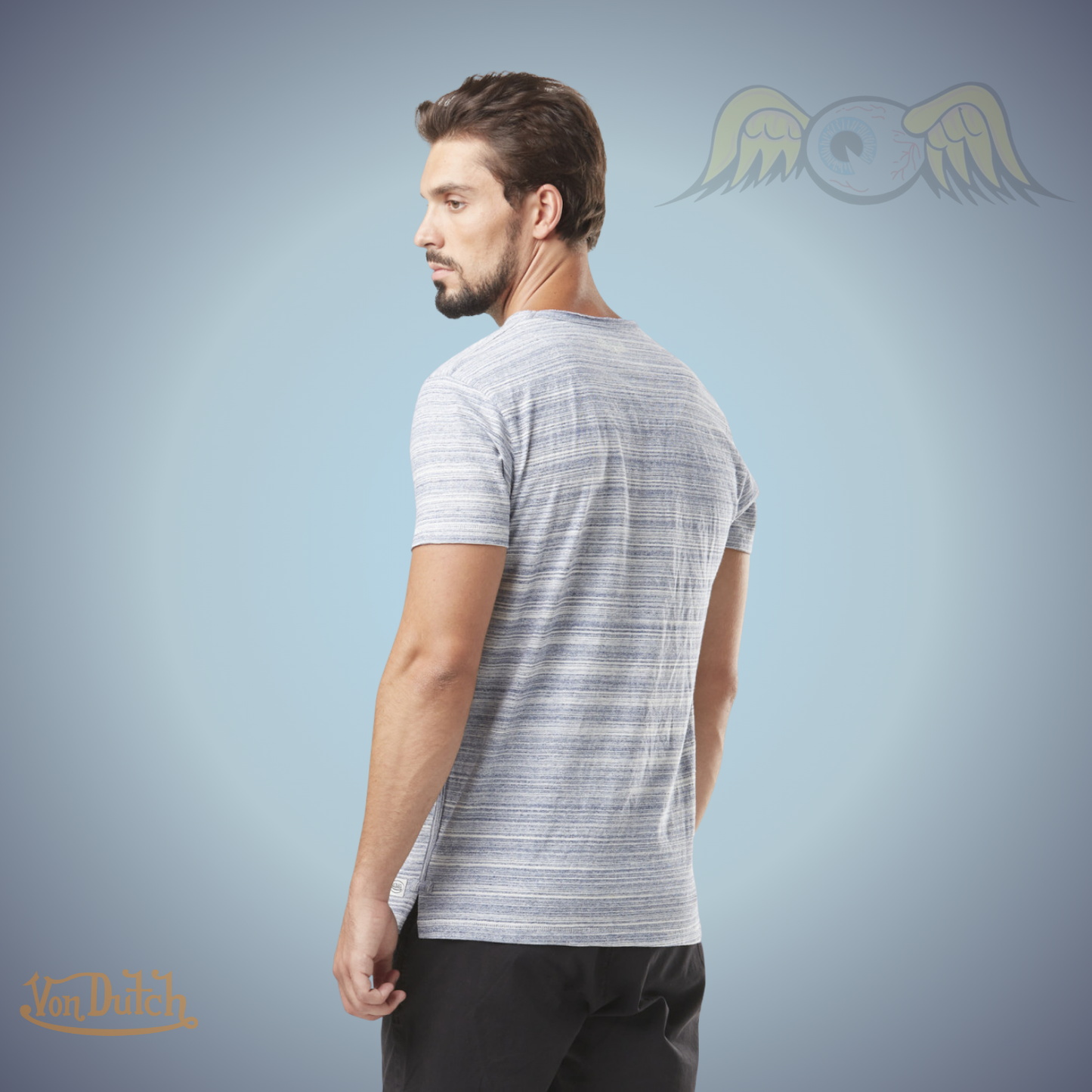 VD Tee Shirt "Ron" - Bleu clair/Beige Jusqu'au 3XL