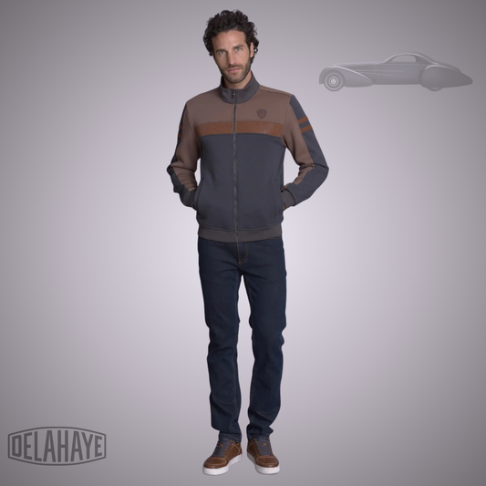 Delahaye Sweat Zippé "Gréolières"- Marine/Marron