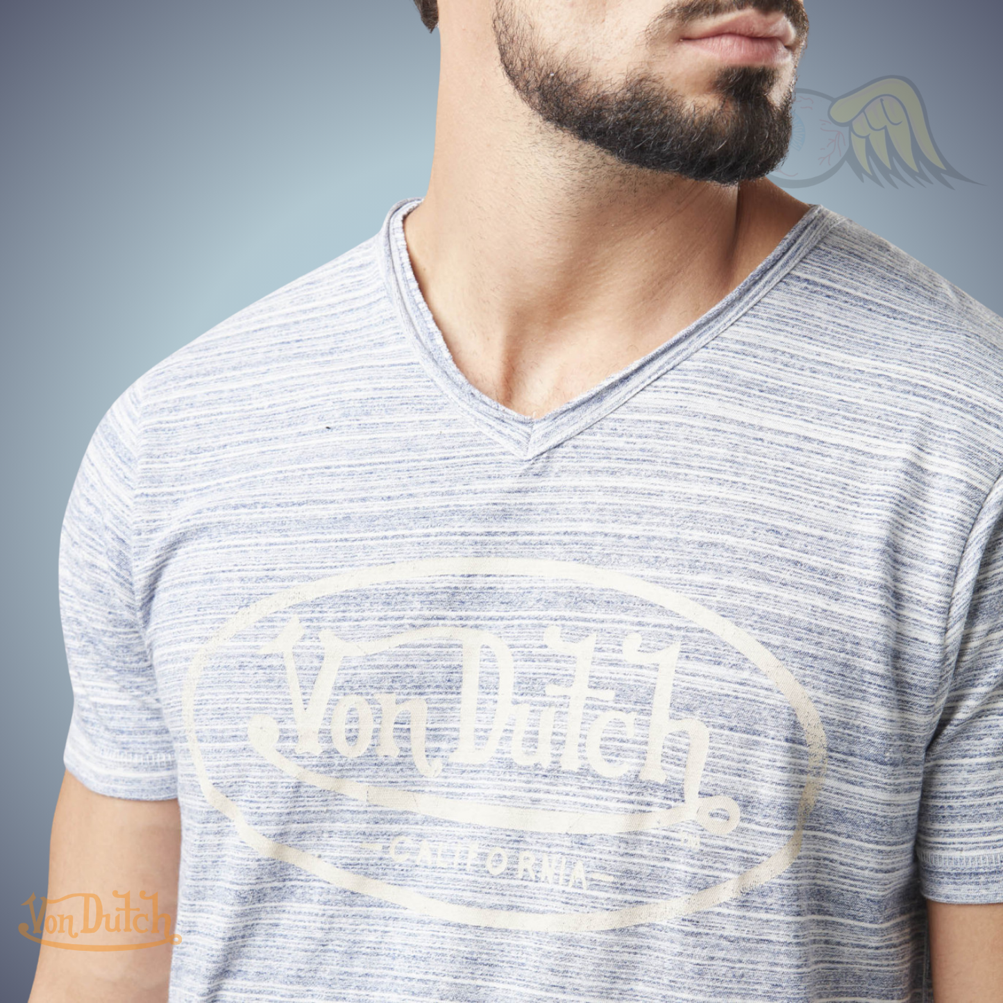 VD Tee Shirt "Ron" - Bleu clair/Beige Jusqu'au 3XL