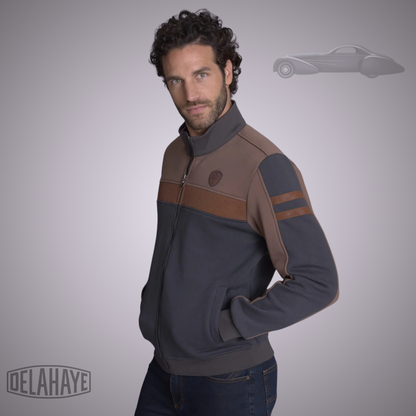 Delahaye Sweat Zippé "Gréolières"- Marine/Marron