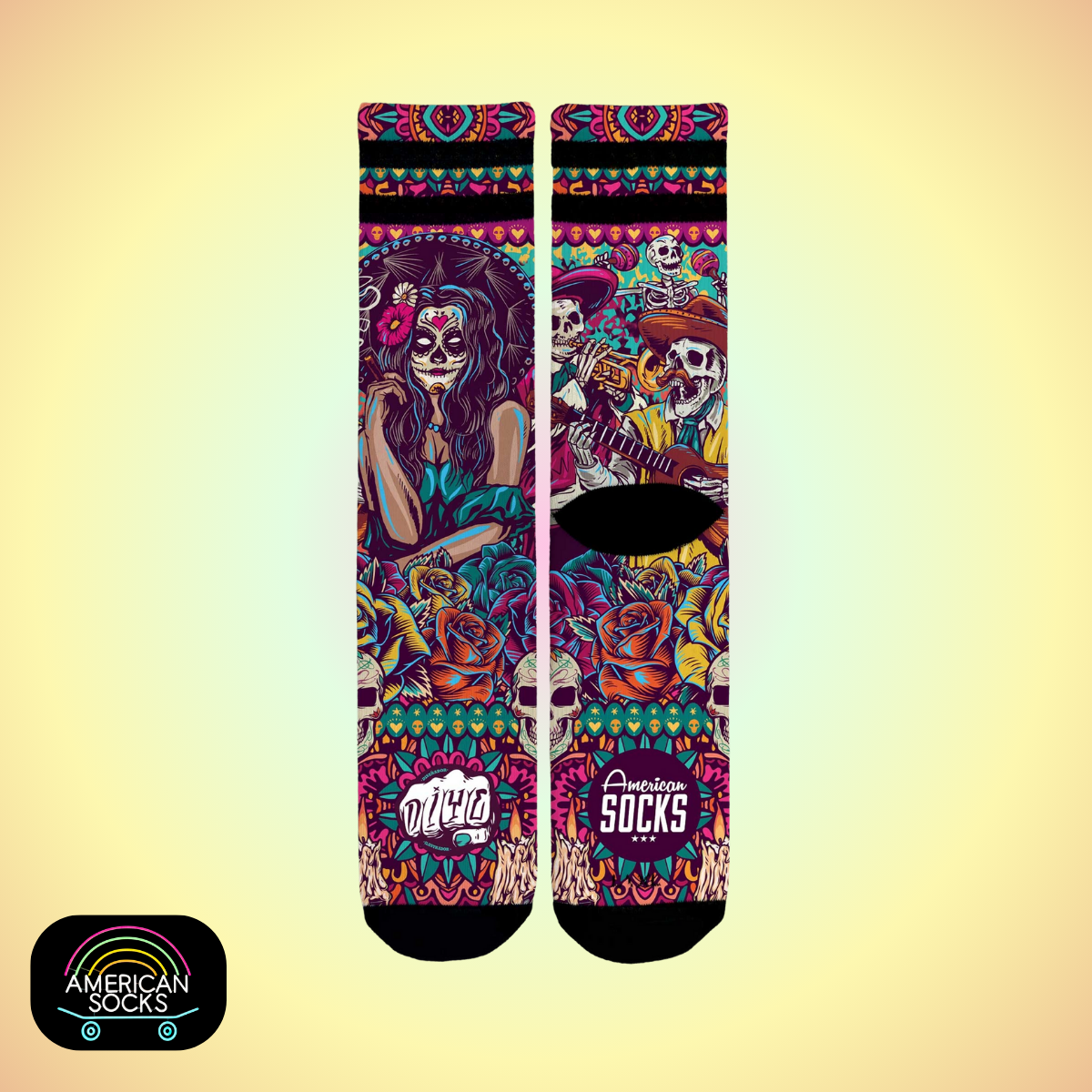 Américan Socks Chaussettes "Día de los muertos" - Mid High