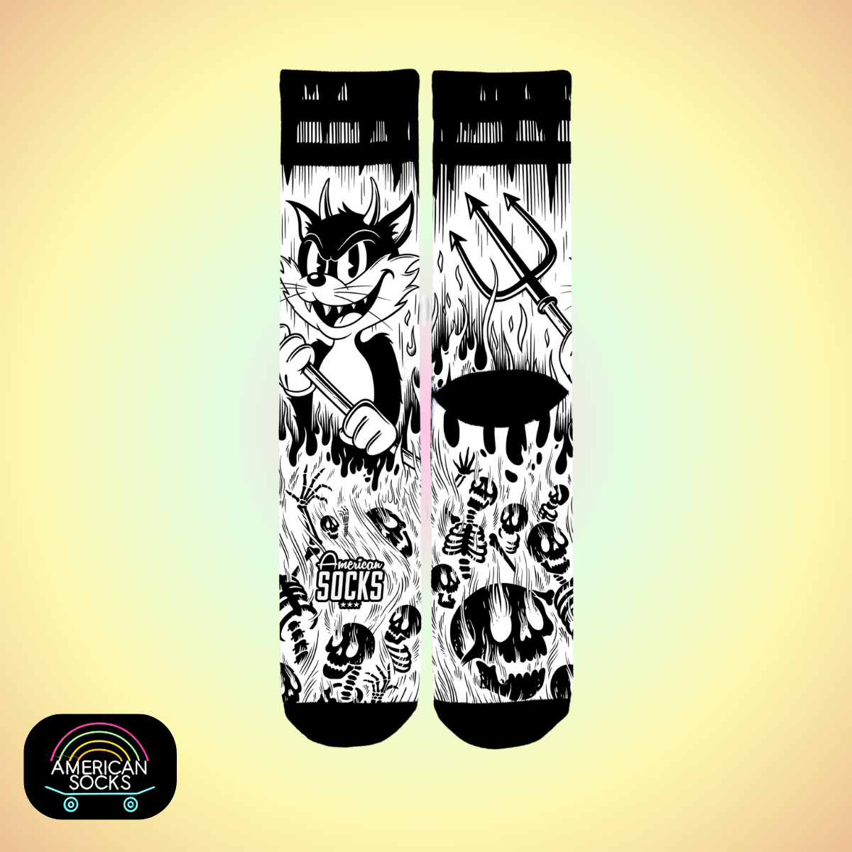 Américan Socks Chaussettes "Evil Cat" – Mid High