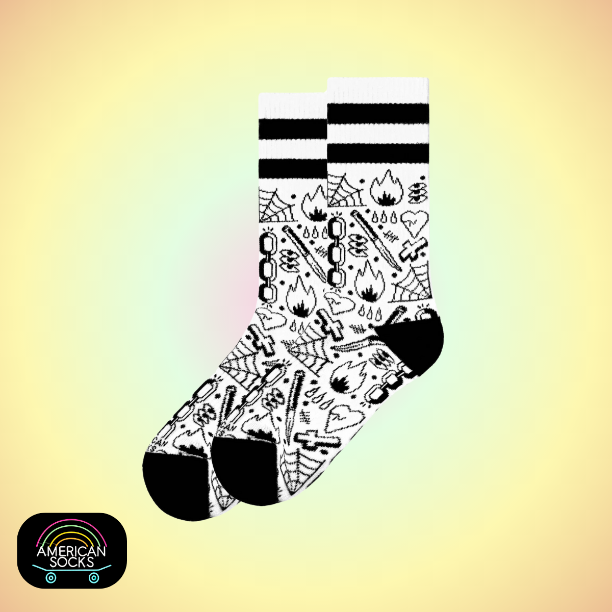 Américan Socks Chaussettes "Broken Chain" - Mid High - Taille Unique