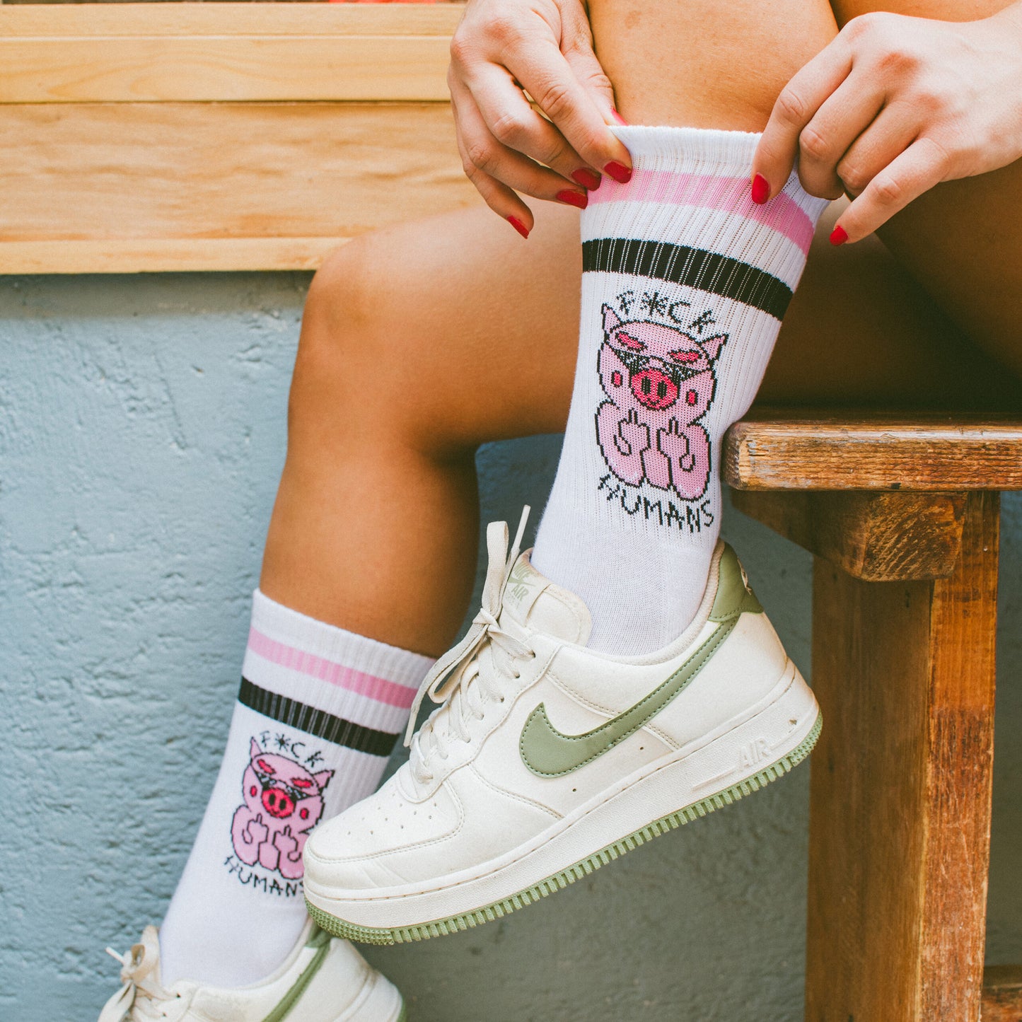 Américan Socks Chaussettes "F*ck Humans" - Mid High - Taille Unique