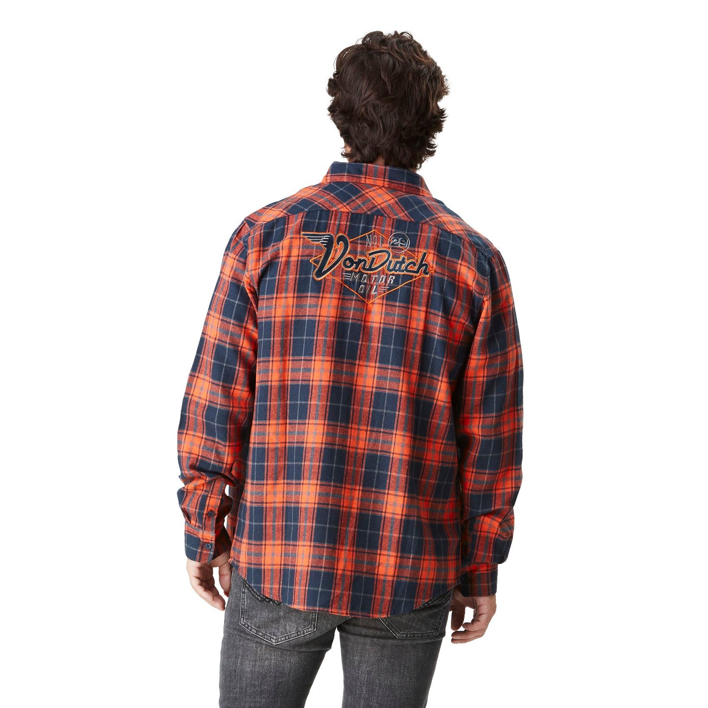 VD Chemise Flanelle TYLER - Marine/Orange - 1 en stock