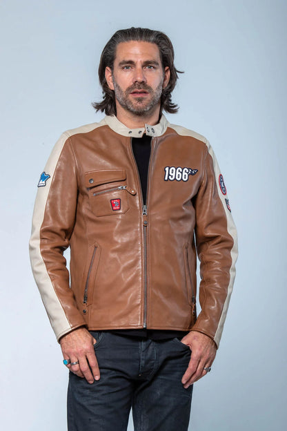 SMQ Cuir ROY - Marron/Ecru - Pau Motors Shop