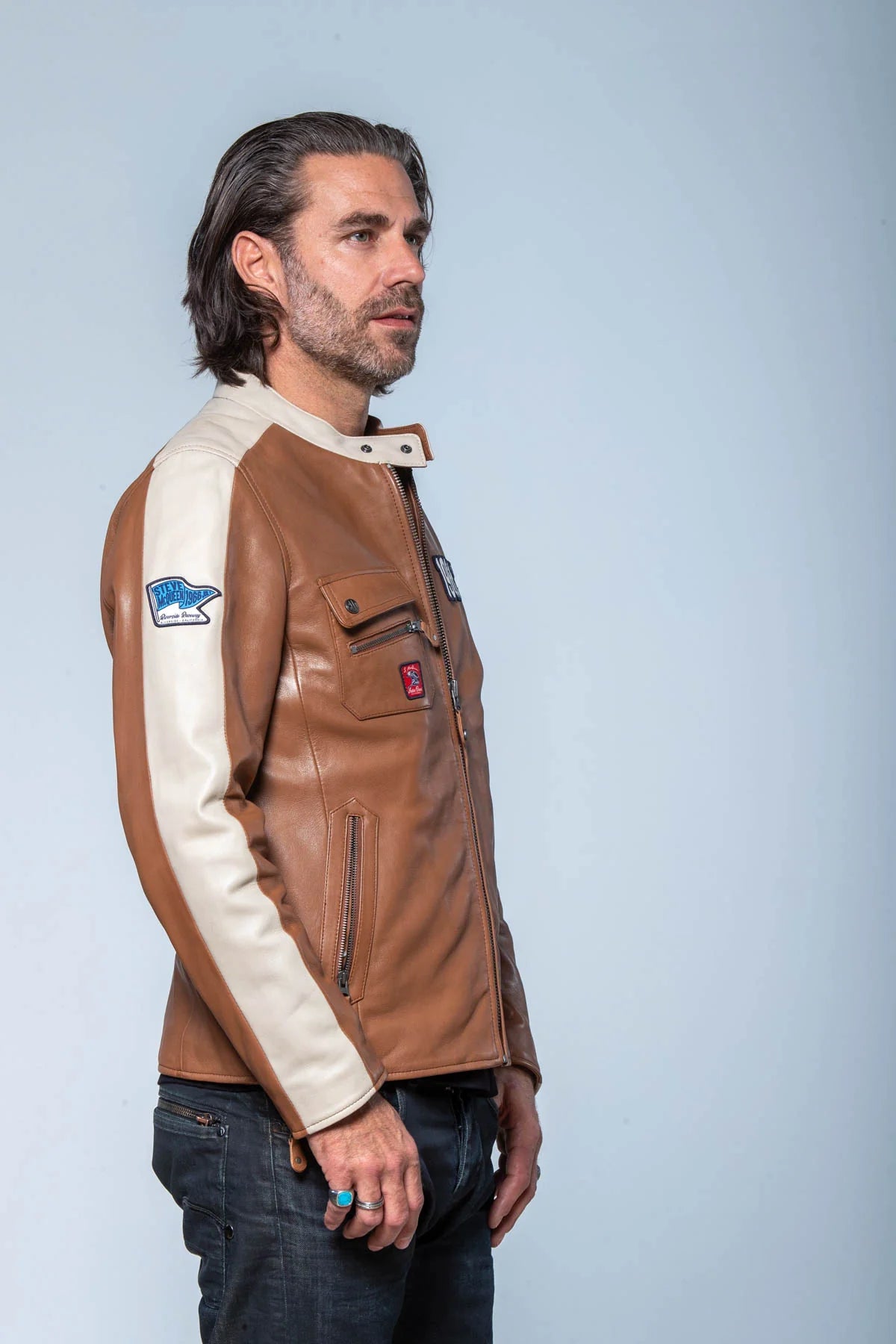 SMQ Cuir ROY - Marron/Ecru - Pau Motors Shop