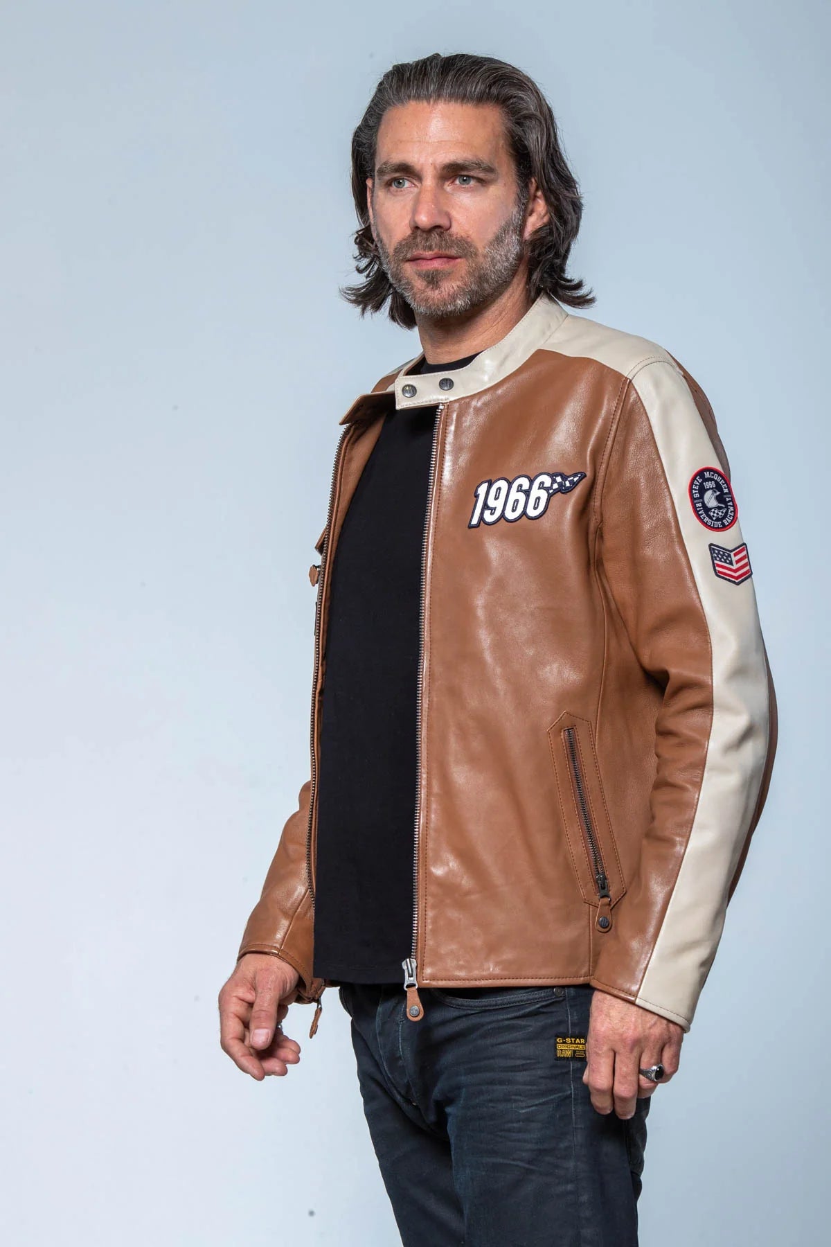 SMQ Cuir ROY - Marron/Ecru - Pau Motors Shop