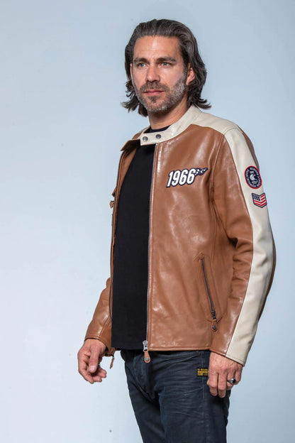 SMQ Cuir ROY - Marron/Ecru - Pau Motors Shop