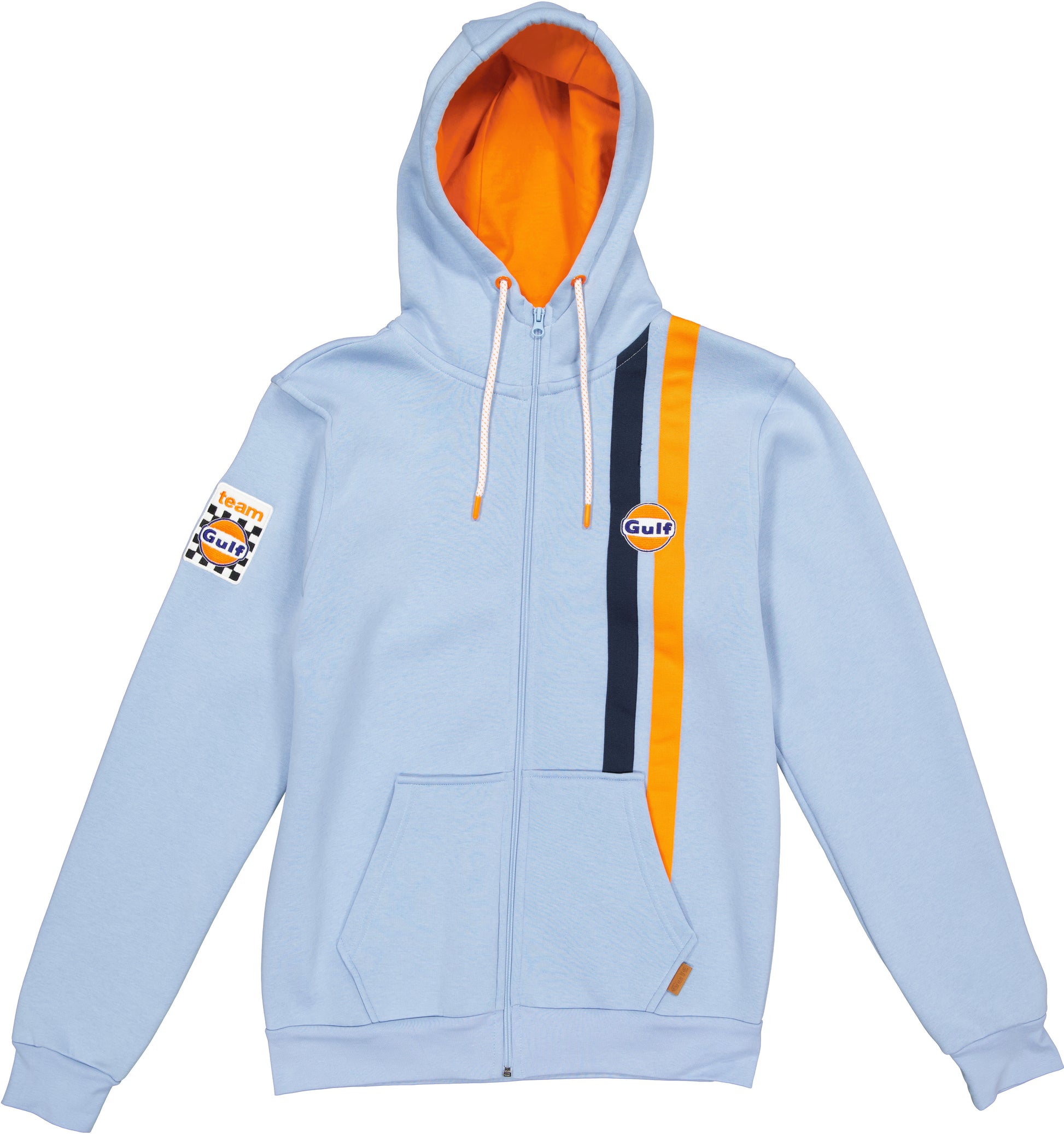 Gulf Hoodie Full Zip TIMELESS HISTORY - Light Blue - Pau Motors Shop