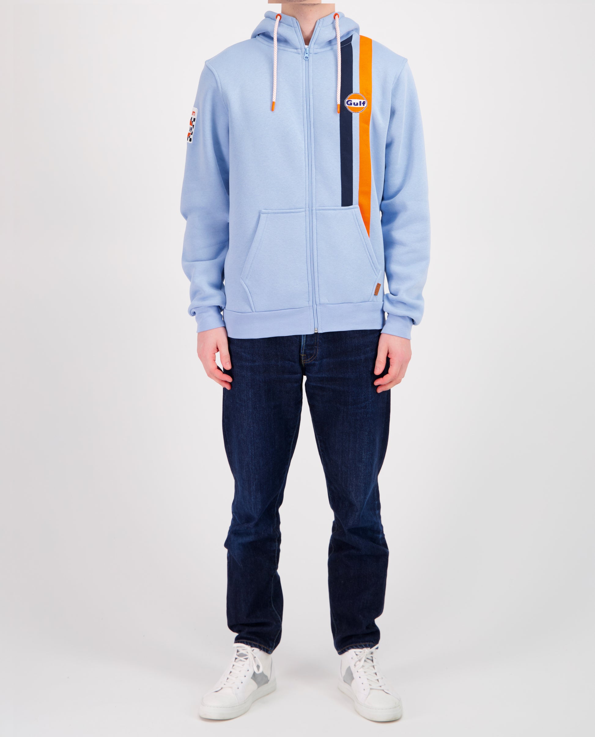 Gulf Hoodie Full Zip TIMELESS HISTORY - Light Blue - Pau Motors Shop