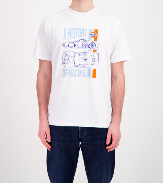 GULF Tee Shirt Racing History - Blanc - Pau Motors Shop