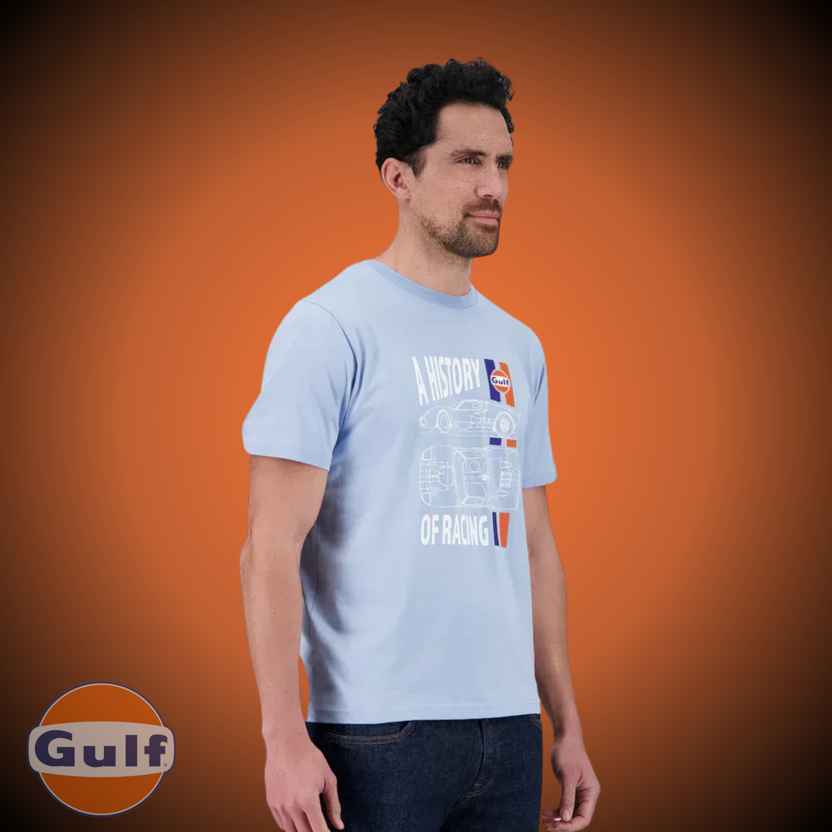 Gulf Tee Shirt "Racing History" - Light Blue