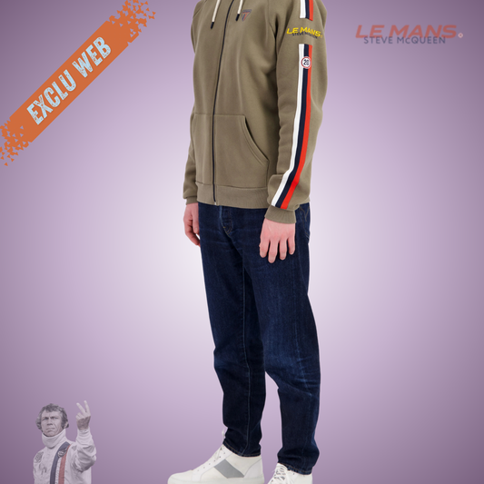 SMQ Sweat Full Zip "Racing" - Kaki